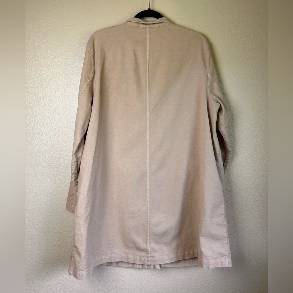 Eileen Fisher Khaki Organic Cotton Hemp Stretch Stand Jacket - Picture 4 of 7